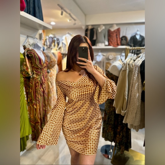 Cowl Neck Long Sleeve Mini Satin Dress - Picture 2 of 6